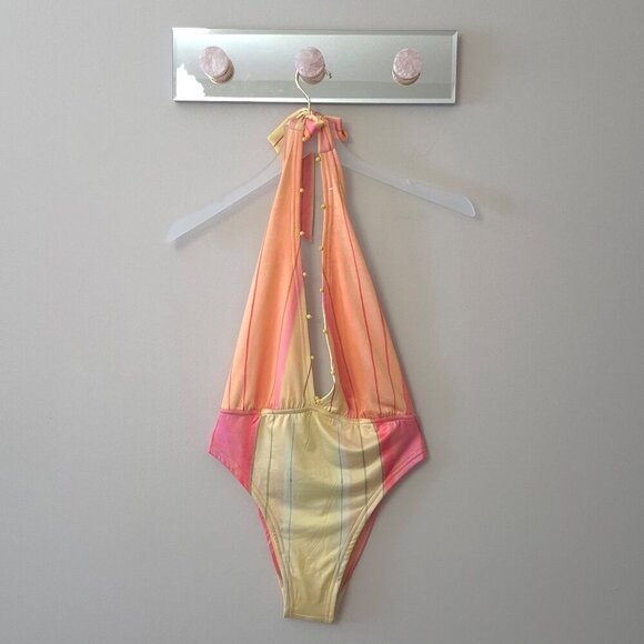 NWT Rococo Sand ruffle, asymmetric hem dress & halter one piece swimsuit set, S - Picture 12 of 14